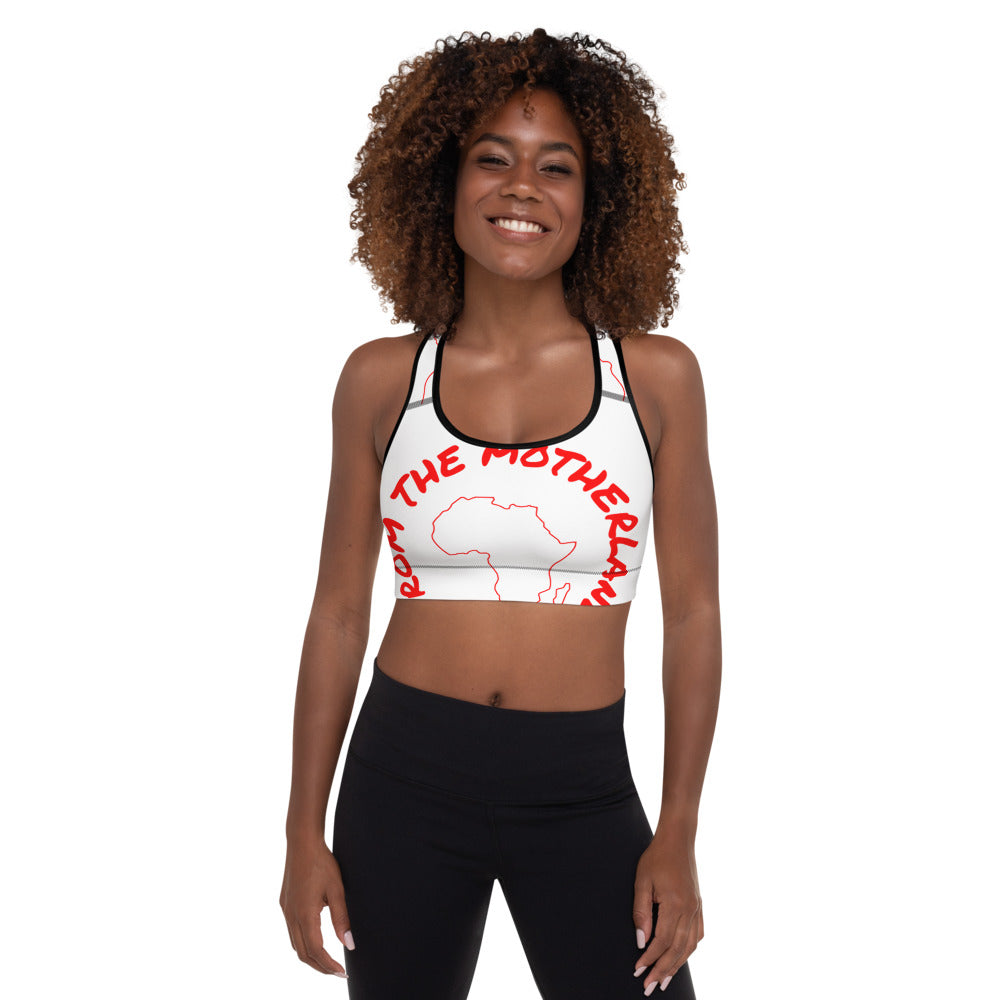 From The Motherland Red Logo Padded Sports Bra